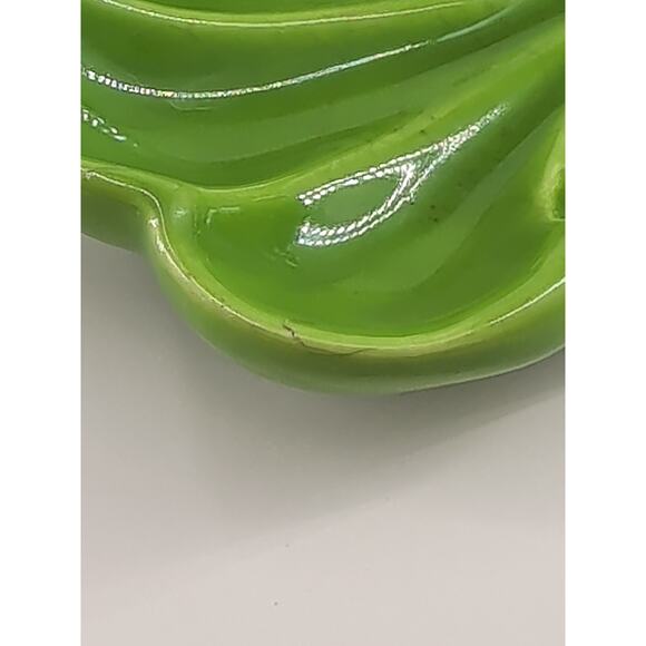 Vibrant Green Ceramic Shell Trinket Dish Vintage Style Soap Candy Catchall Vtg - Picture 6 of 6